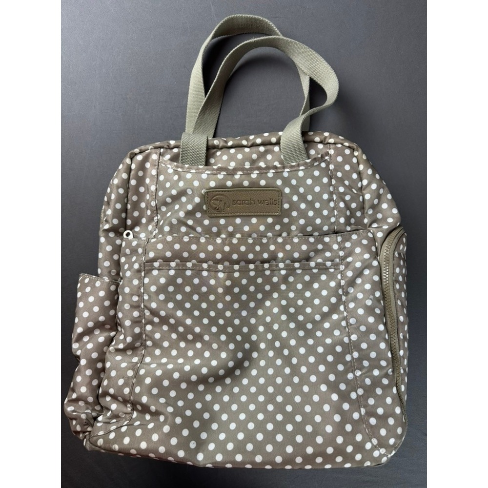Sarah Wells Abby Breast Pump Bag Womens Large Taupe Polka Dot Good Convertible